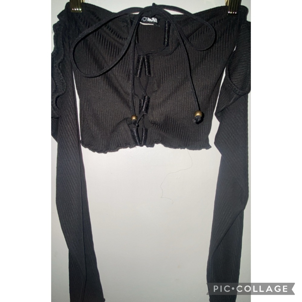 Fashion Nova Black Lace-Up Crop Top